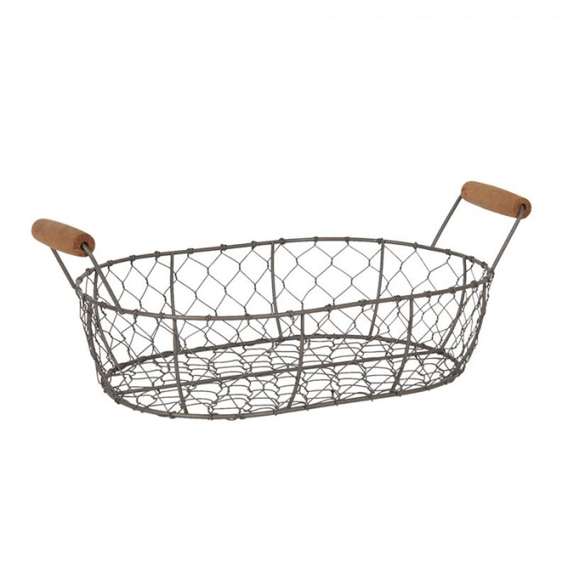 Dekorativ korg Förvaringskorg 3-pack 42x27x15 Cm Brunt järn Trä Rund Korg
