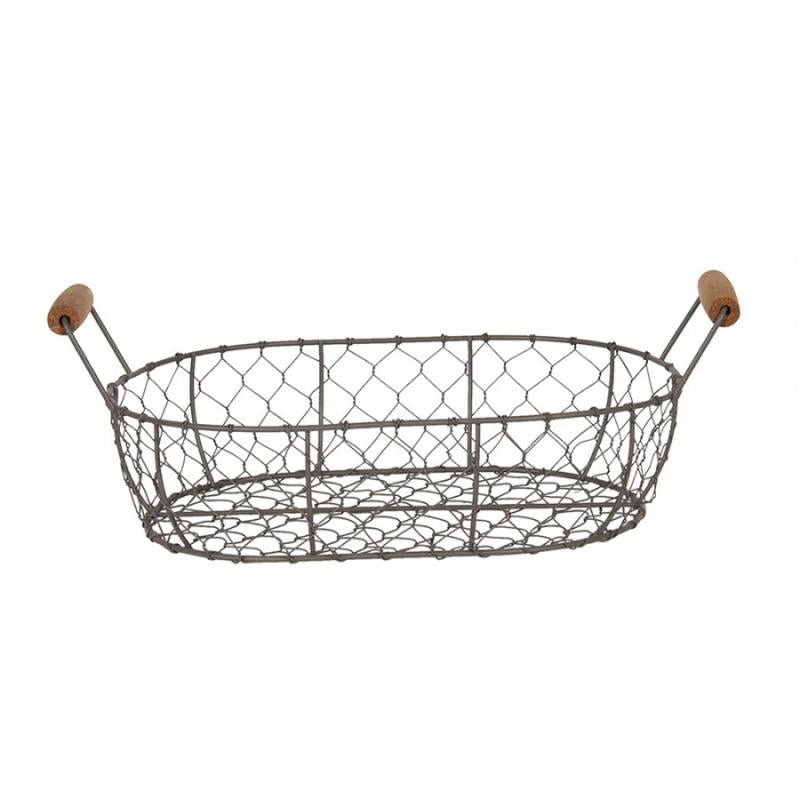 Dekorativ korg Förvaringskorg 3-pack 42x27x15 Cm Brunt järn Trä Rund Korg