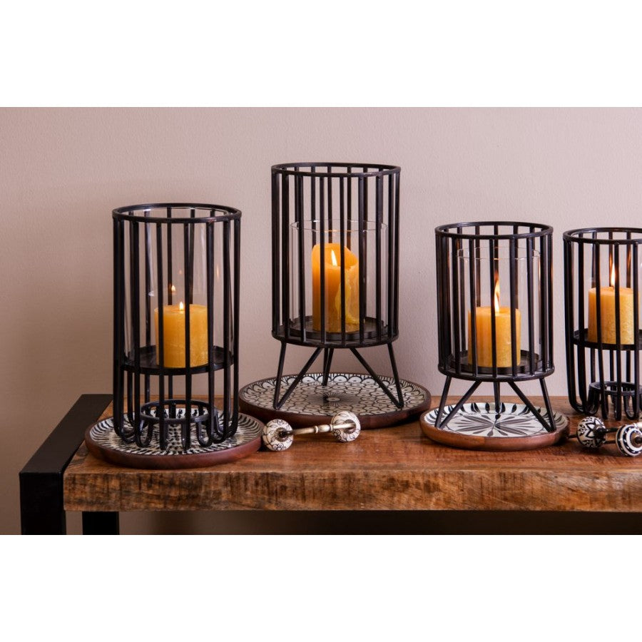 Ljuslykta Ø 15x26 Cm Svart Metal Värmeljus