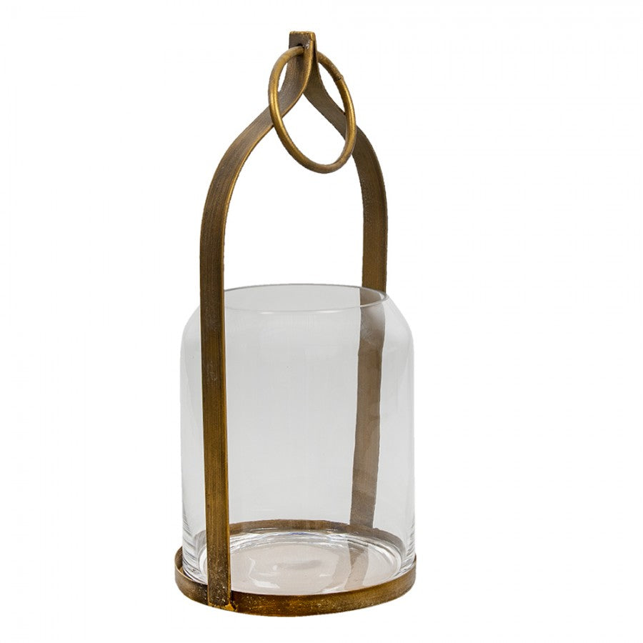 Ljuslykta 22x21x43 Cm Kopparfärgat Metallglas Värmeljus