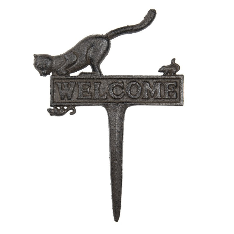 Trädgårdsdekoration sticka Welcome 22x1x31 cm Brun Järn