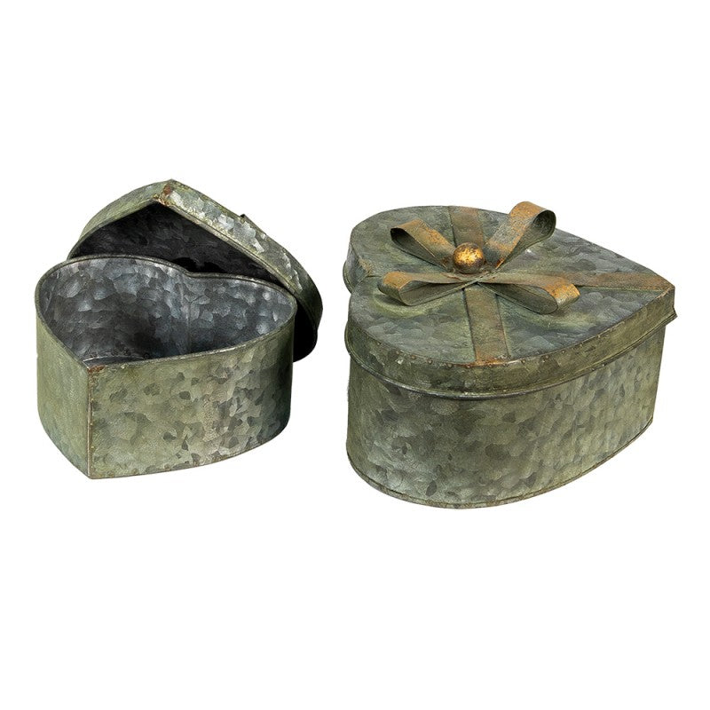 Dekorativ Låda Förvaringslåda 2-pack 24x20x10/18x14x8 cm Grå Metall