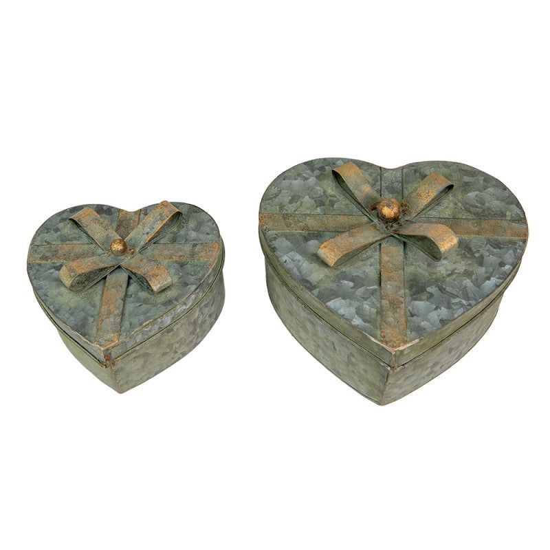 Dekorativ Låda Förvaringslåda 2-pack 24x20x10/18x14x8 cm Grå Metall