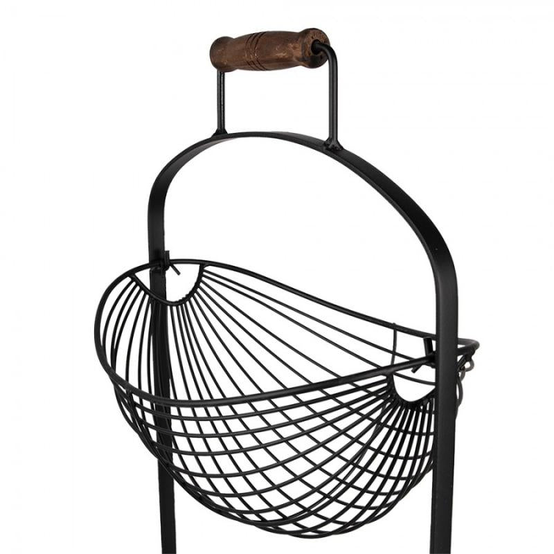 Dekorativ korg Fruktkorg 27x19x57 Cm Svart Järn Oval