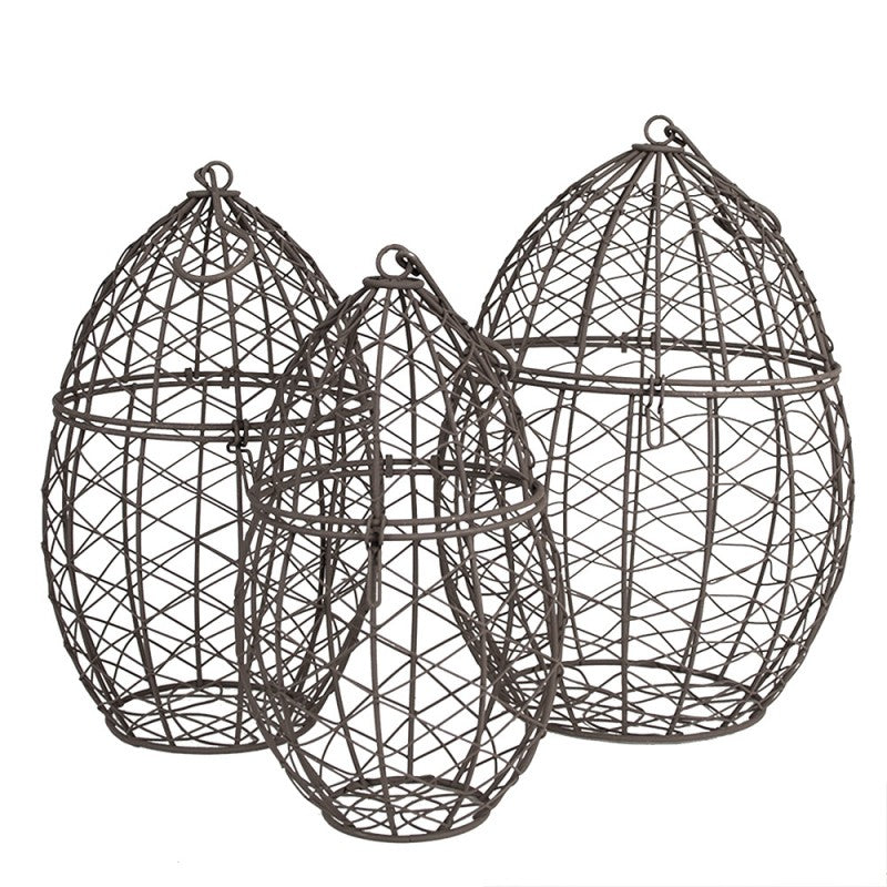 Dekorativ korg Förvaringskorg 3-pack Hängande Brunt järn Ø 19x30
