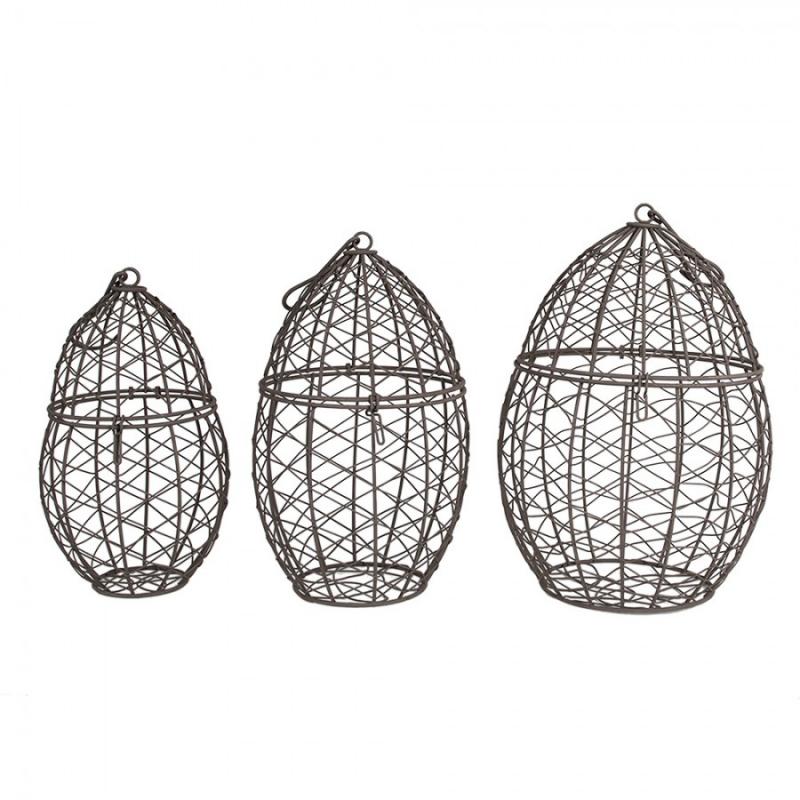 Dekorativ korg Förvaringskorg 3-pack Hängande Brunt järn Ø 19x30
