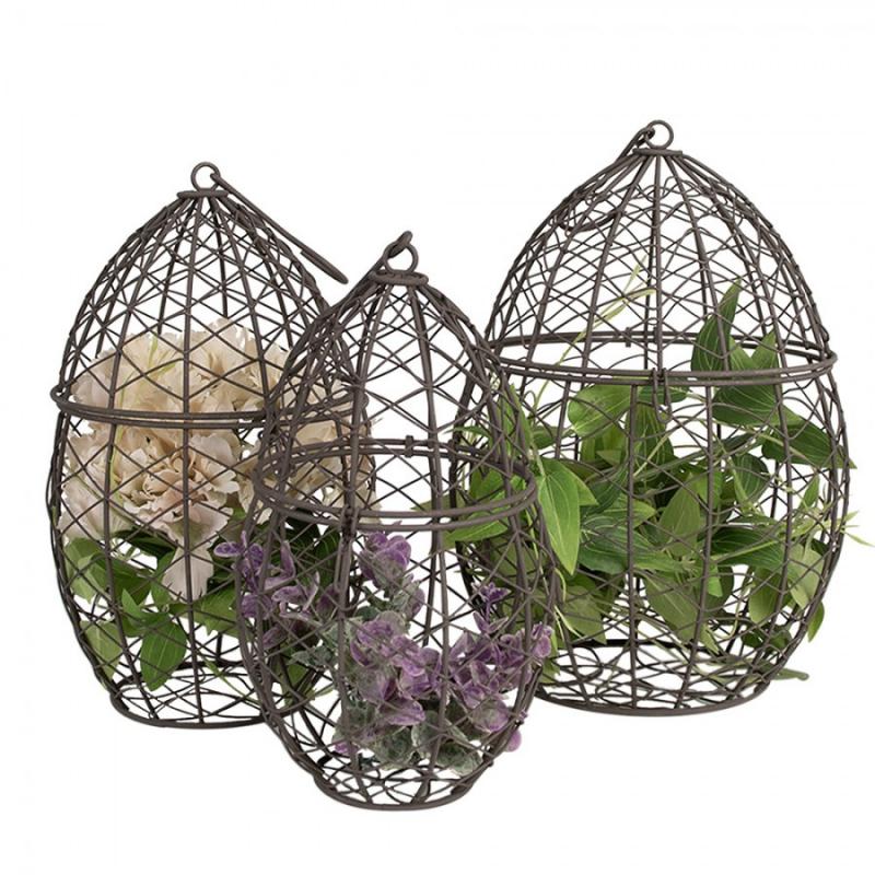 Dekorativ korg Förvaringskorg 3-pack Hängande Brunt järn Ø 19x30