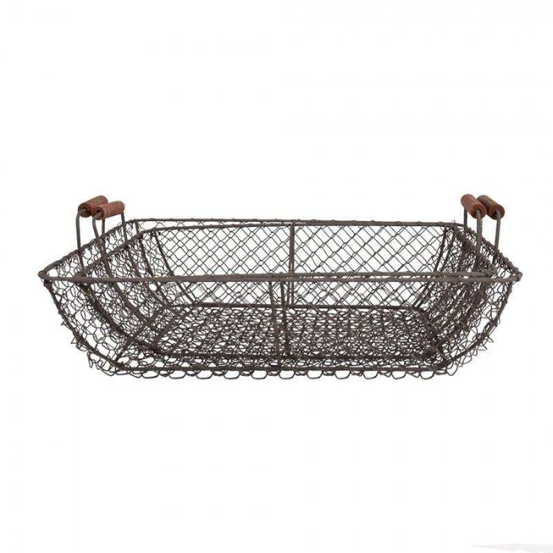 Dekorativ korg Förvaringskorg 2-pack Brunt järn (B/D/H) 40x34x14/36x30x13 cm
