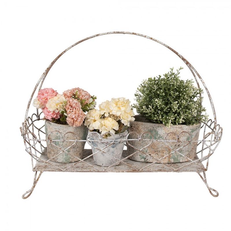 Dekorativt Fat Bricka med handtag 50x24x41 cm Vit Brun Järn Fruktskål Stativ