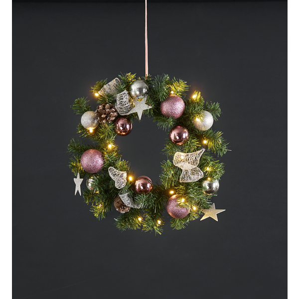 Juldekoration Inomhus Krans Noel Batteri Varmvit 20 ljus 40cm