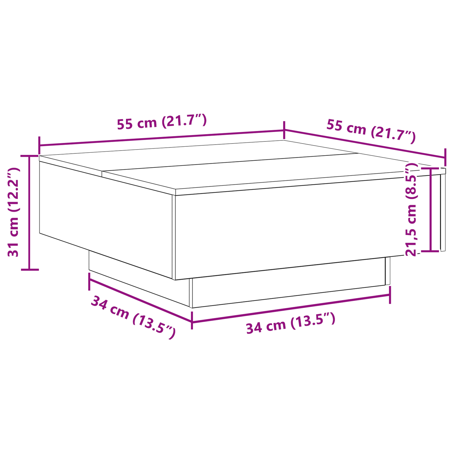 Soffbord Artisan Ek 80 x 80 x 31 cm