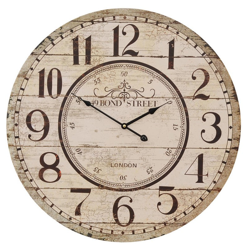 Väggklocka Ø 60 cm Beige MDF Rund hängande klocka