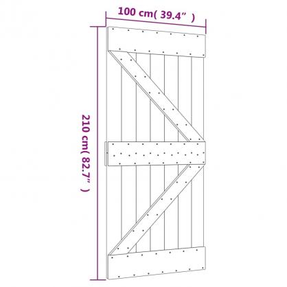 1 VidaXL Skjutdrr med beslag 100x210 cm massiv furu vit