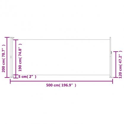 1 VidaXL Infllbar sidomarkis fr uteplats gr 200x500 cm