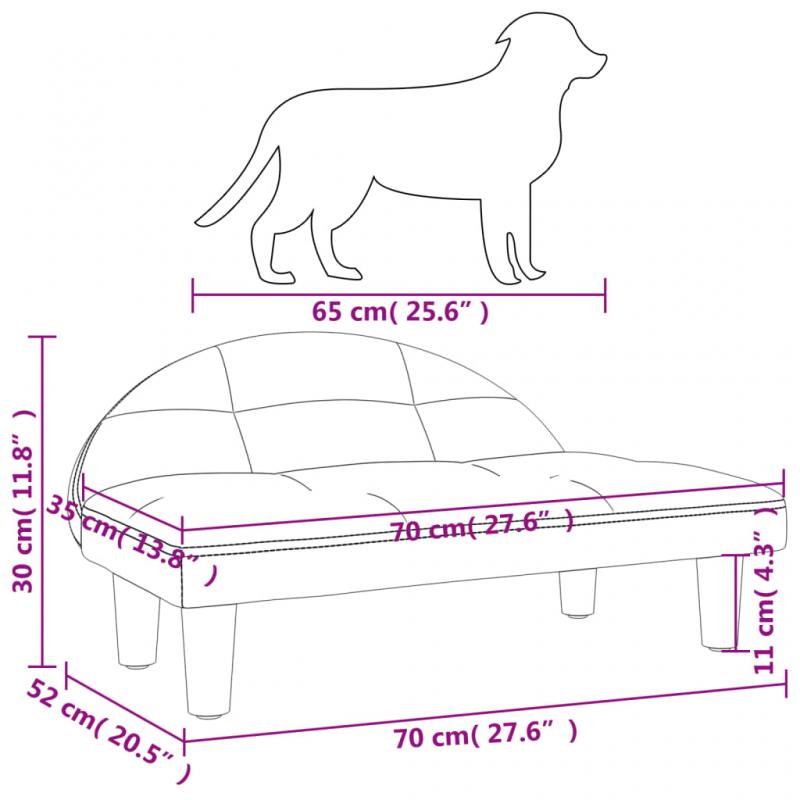 1 VidaXL Hundsng Hundbdd ljusgr 70x52x30 cm tyg