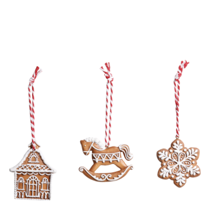 1 Chic Antique Julgranspynt Pepparkakor fr upphngning set om 3 H6/L5/B0,5 cm