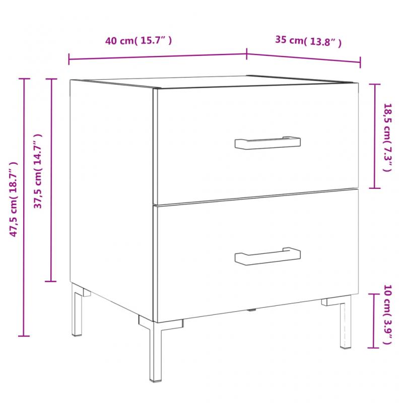 1 VidaXL Sngbord 40x35x47,5 cm rkfrgad ek