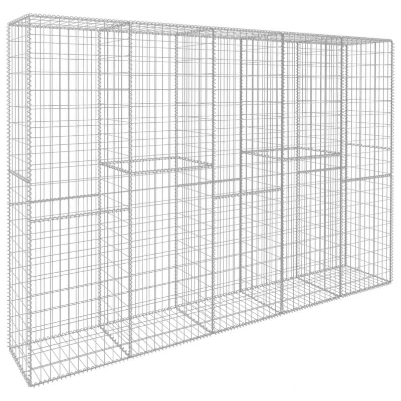 1 VidaXL Gabionmur med lock galvaniserat stl 300x50x200 cm