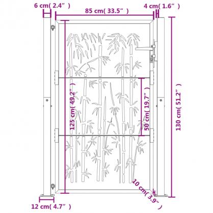 1 VidaXL Trdgrdsgrind rosttrgt stl bambudesign 105x130 cm