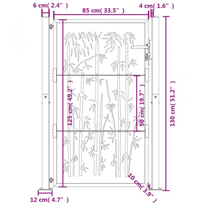 1 VidaXL Trdgrdsgrind rosttrgt stl bambudesign 105x130 cm