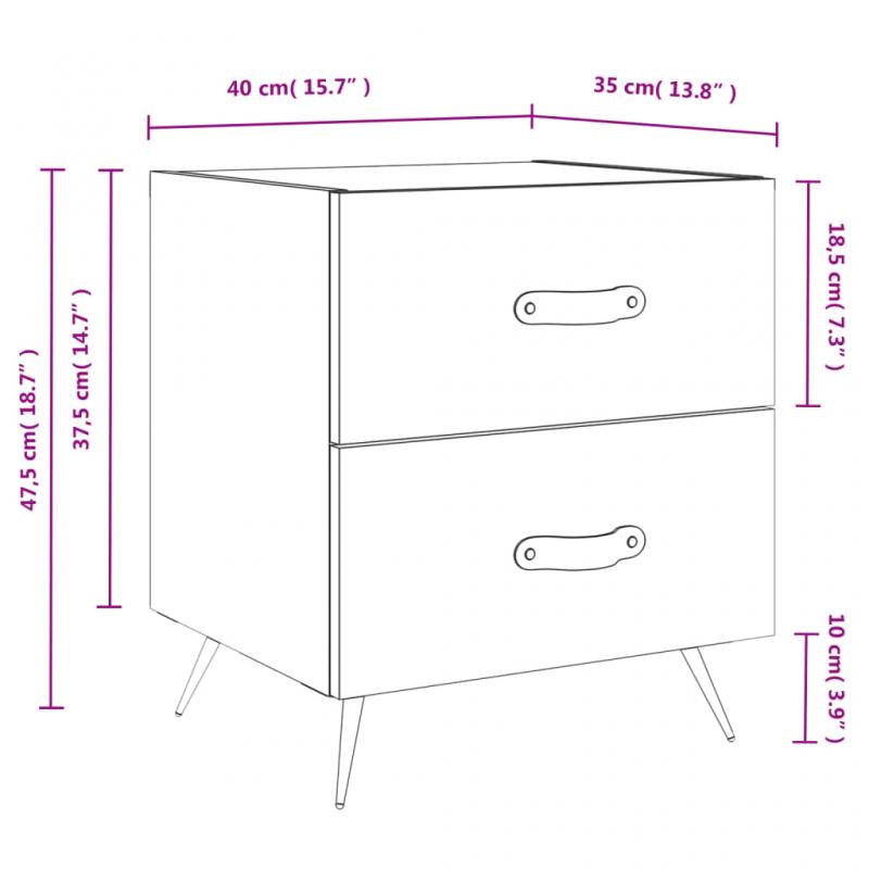 1 VidaXL Sngbord 40x35x47,5 cm rkfrgad ek