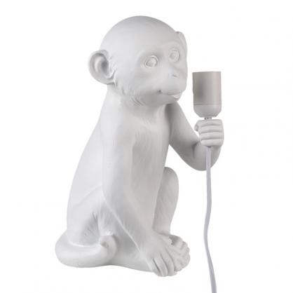 1 Clayre Eef Bordslampa Monkey 21x19x34 Cm E27/Max 1x25W Vit Polyresin