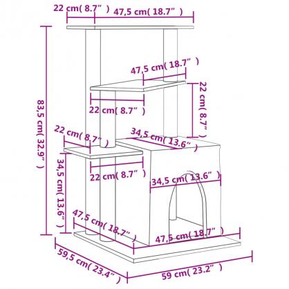 1 VidaXL Kattmbel Klstrd med sisalpelare mrkgr 83,5 cm