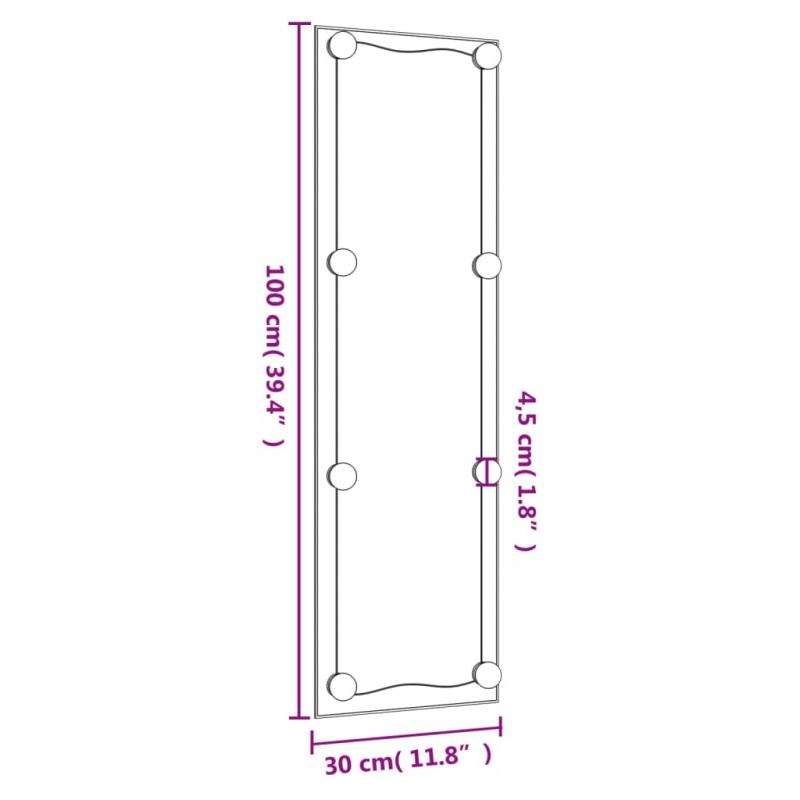 1 VidaXL Vggspegel med LED-belysning rektangulr 30x100 cm glas