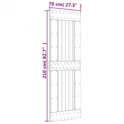 1 VidaXL Skjutdrr med beslag 070x210 cm massiv furu vit