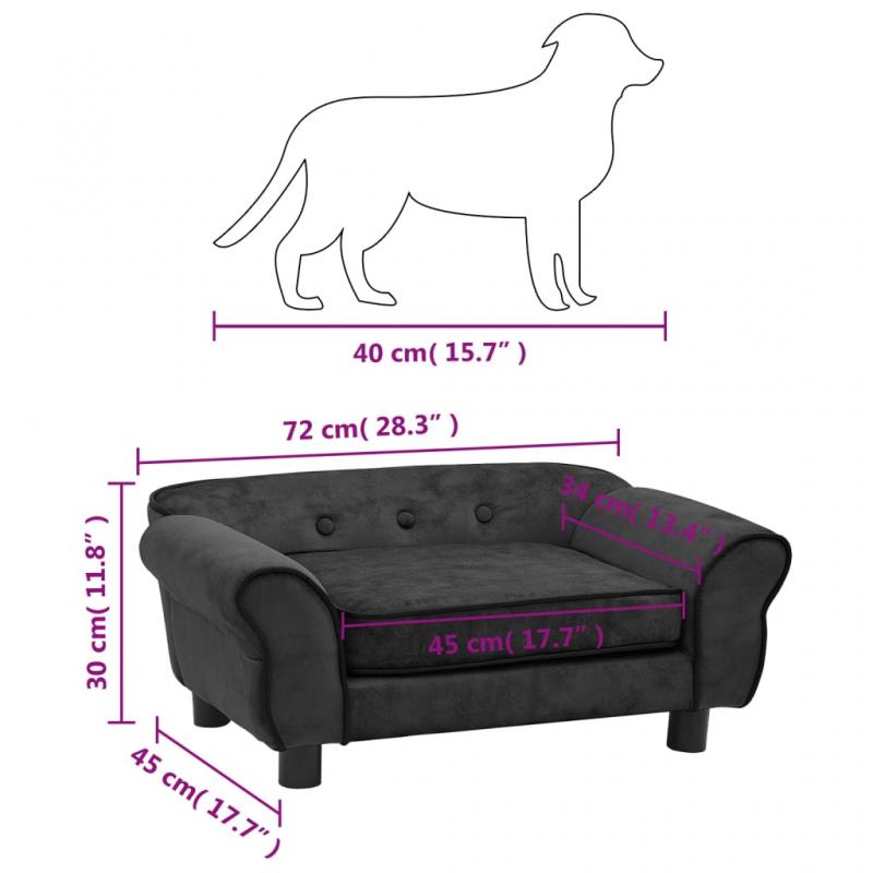 1 VidaXL Hundsng Hundsoffa mrkgr 72x45x30 cm plysch