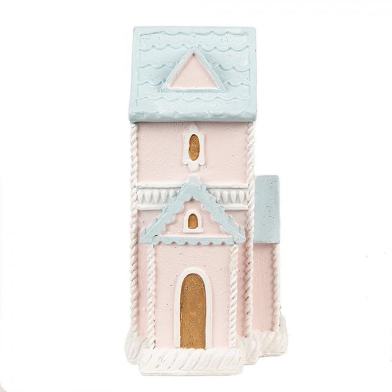 1 Clayre Eef Juldekoration Pepparkakshus LED 10x8x16 Cm Rosa polyresin