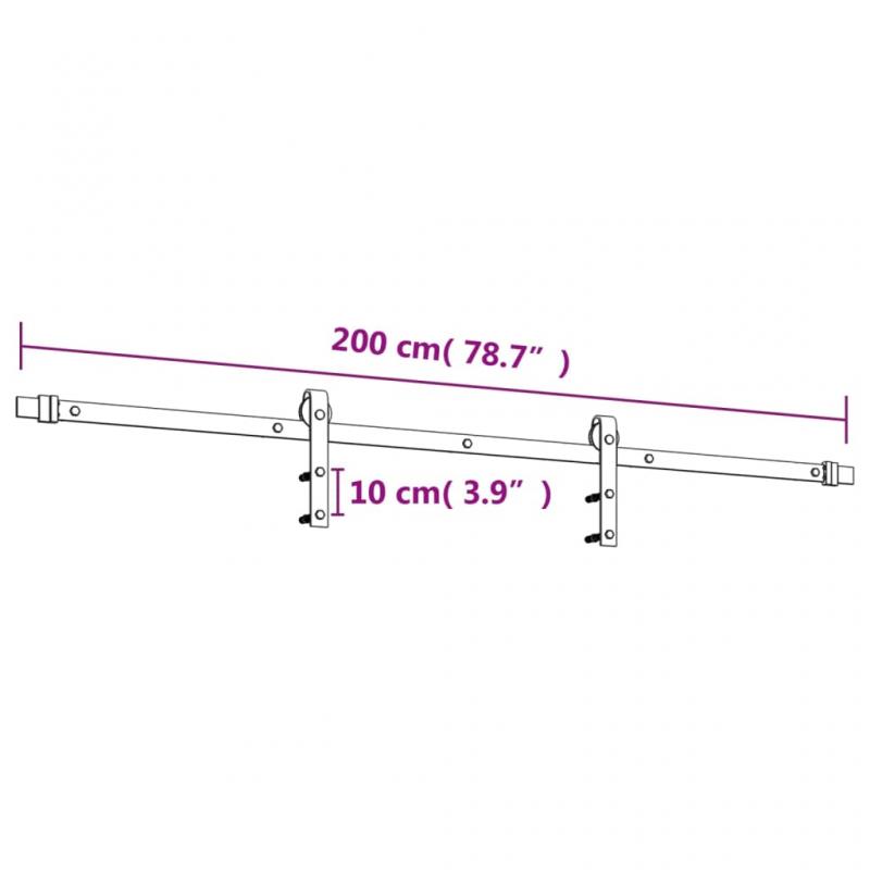 1 VidaXL Skjutdrr med beslag 100x210 cm massiv furu vit