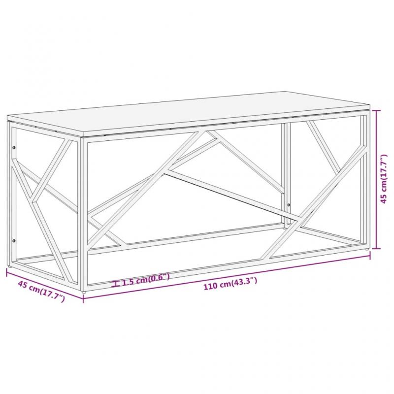 1 VidaXL Soffbord rostfritt stl silver och massivt tr 110x45x45 cm