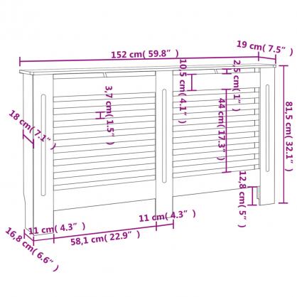 1 VidaXL Elementskydd MDF horisontala ribbor antracit 152x19x81,5 cm