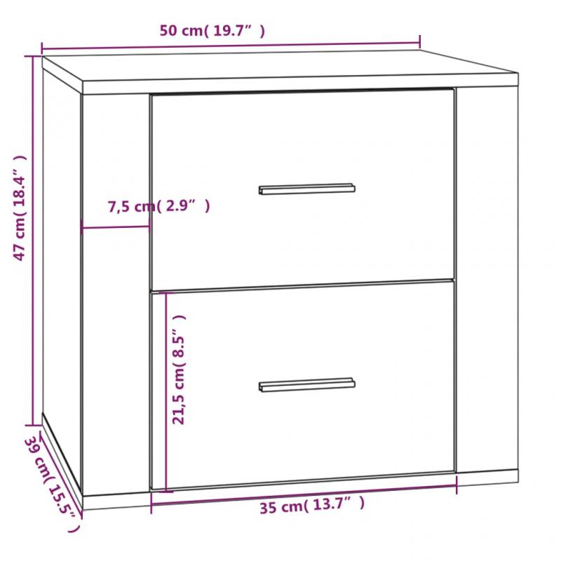 1 VidaXL Sngbord svart 50x39x47 cm