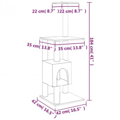 1 VidaXL Kattmbel Klstrd med sisalpelare ljusgr 104 cm