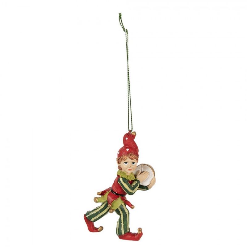 1 Clayre Eef Julgranspynt Elf 11 Cm 2-pack Rd Grn Polyresin