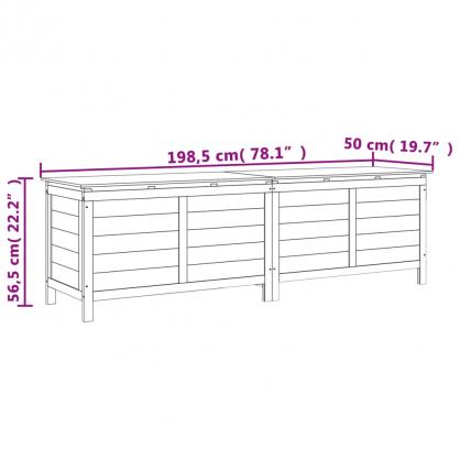 1 VidaXL Dynbox massiv grantr vit 198,5x50x56,5 cm