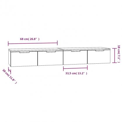 1 VidaXL Vggskp 68x30x20 cm Svart konstruerat tr 2 st