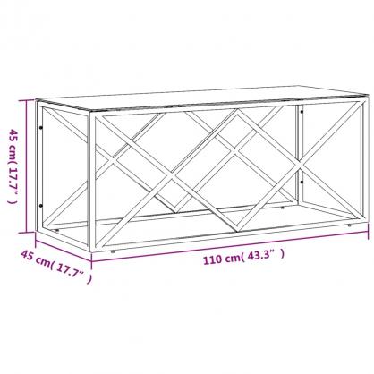 1 VidaXL Soffbord rostfritt stl silver och hrdad glas 110x45x45 cm