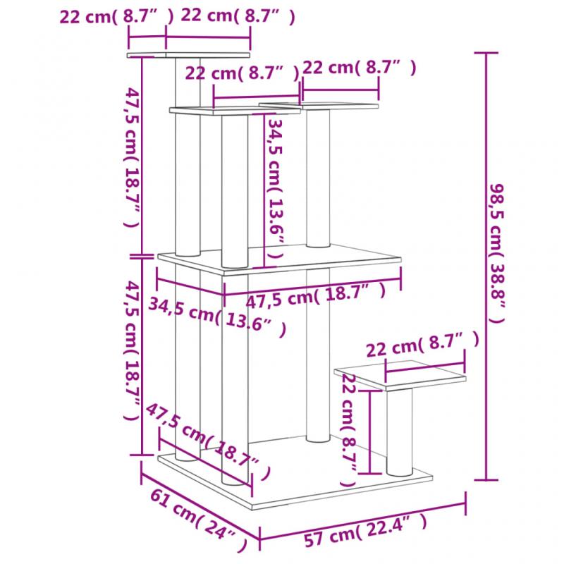 1 VidaXL Kattmbel Klspelare med plattform mrkgr 98,5 cm