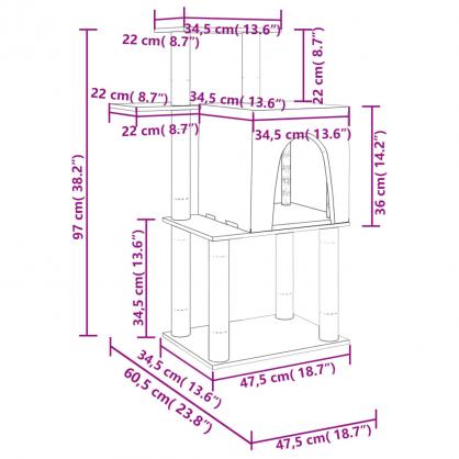 1 VidaXL Kattmbel Klstrd med sisalpelare ljusgr 97 cm