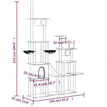 1 VidaXL Kattmbel Klstrd med sisalpelare ljusgr 279 cm