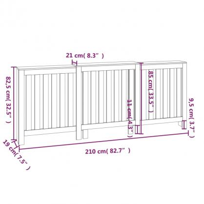 1 VidaXL Elementskydd massiv furu vertikala ribbor natur 210x21x85 cm