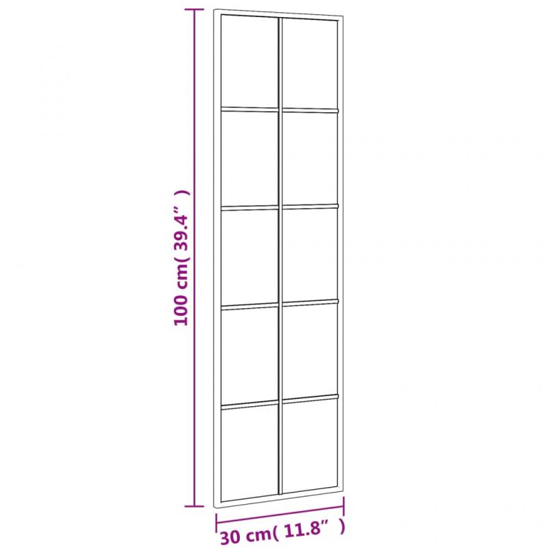 1 VidaXL Vggspegel svart 30x100 cm rektangulr jrn