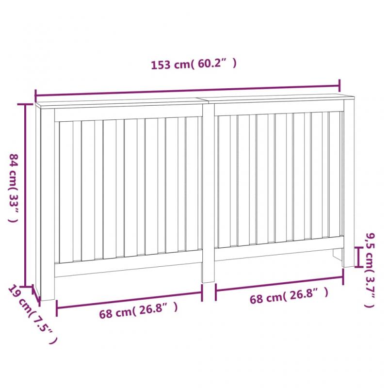 1 VidaXL Elementskydd massiv furu vertikala ribbor natur 153x19x84 cm