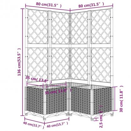 1 VidaXL Odlingslda med spalj brun 80x80x136 cm PP