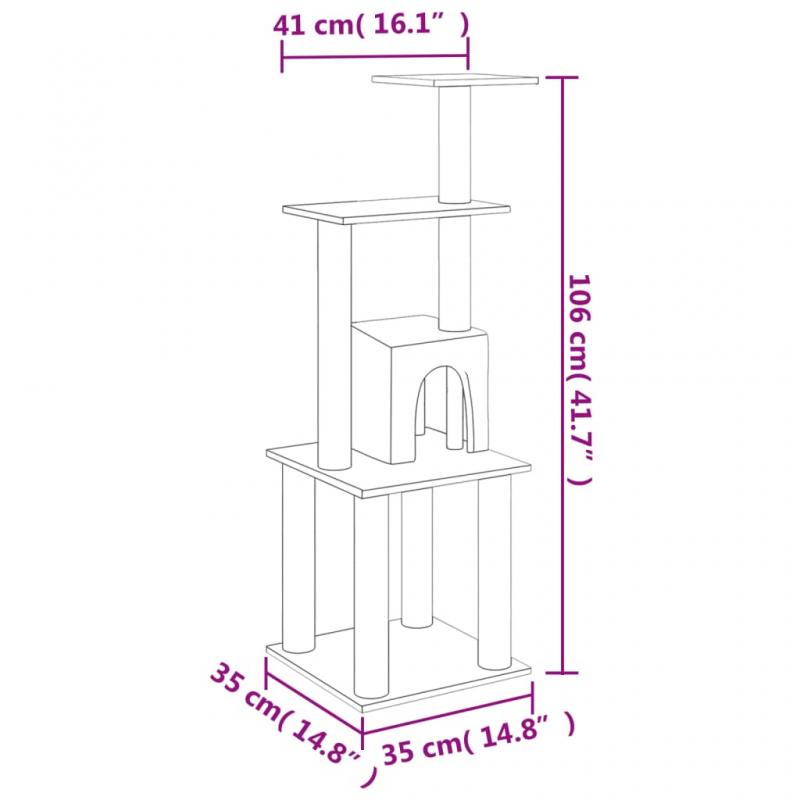 1 VidaXL Kattmbel Klstrd med sisalpelare grddvit 105 cm