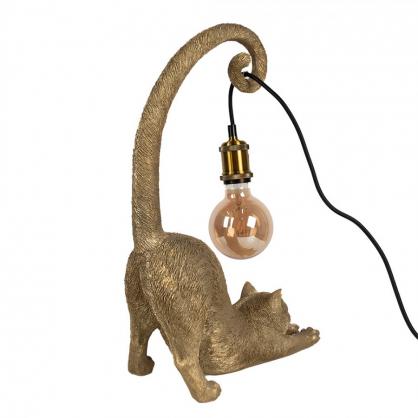 1 Clayre Eef Bordslampa Katt Guldfrgad 31x17x49 cm