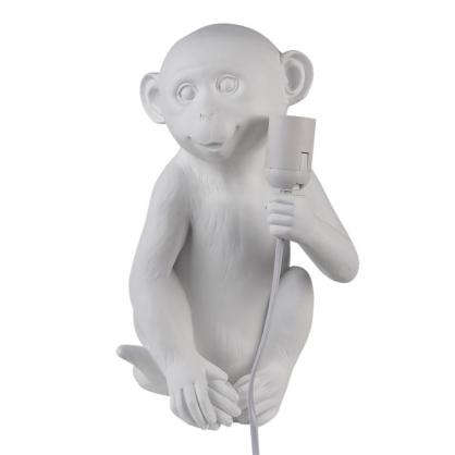 1 Clayre Eef Bordslampa Monkey 21x19x34 Cm E27/Max 1x25W Vit Polyresin